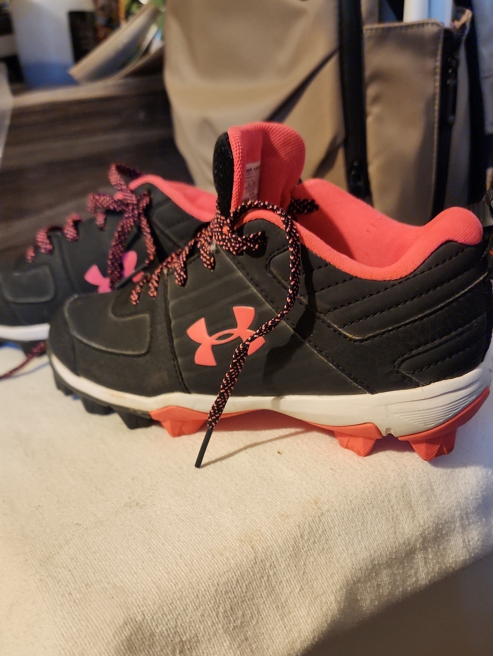 Under Armour Kids Black Sneakers with Pink Accents